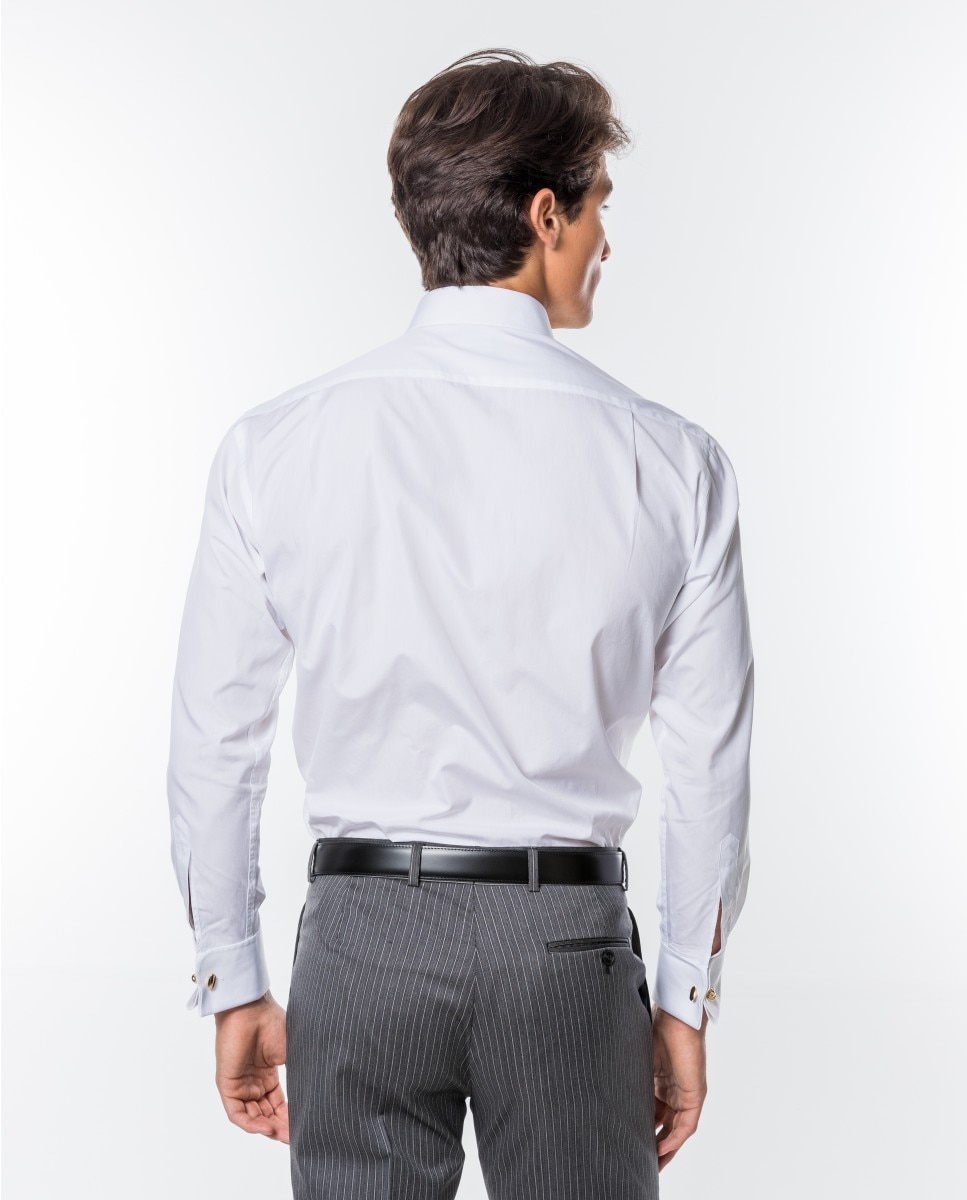 Camisa smoking algodón de hombre soft slim liso en - Wickett Jones - Blanco Blanco-2