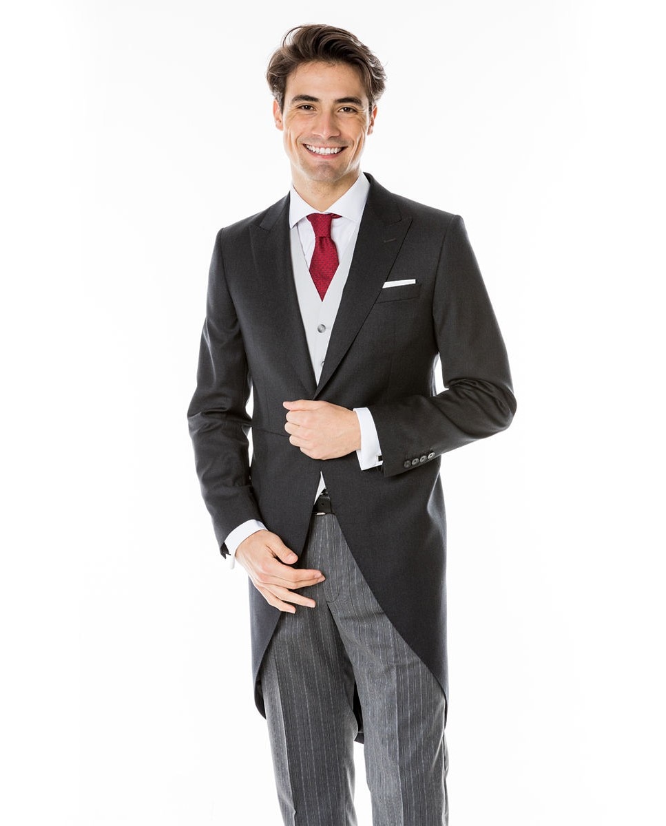 Imagen 0 de Traje chaqué de hombre regular de lana virgen en gris oscuro Gris oscuro
