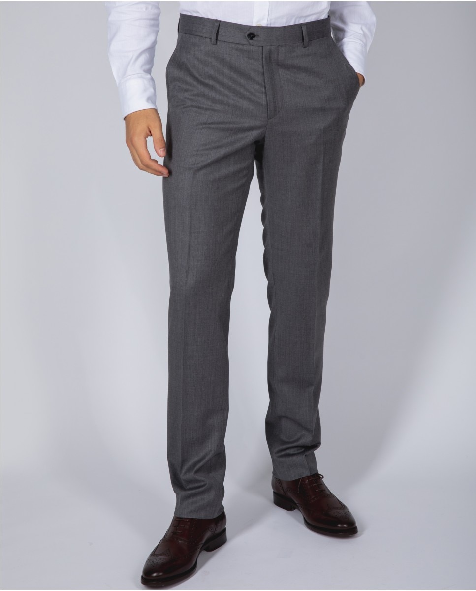 Wickett Jones - Pantalón de hombre soft slim en gris claro.