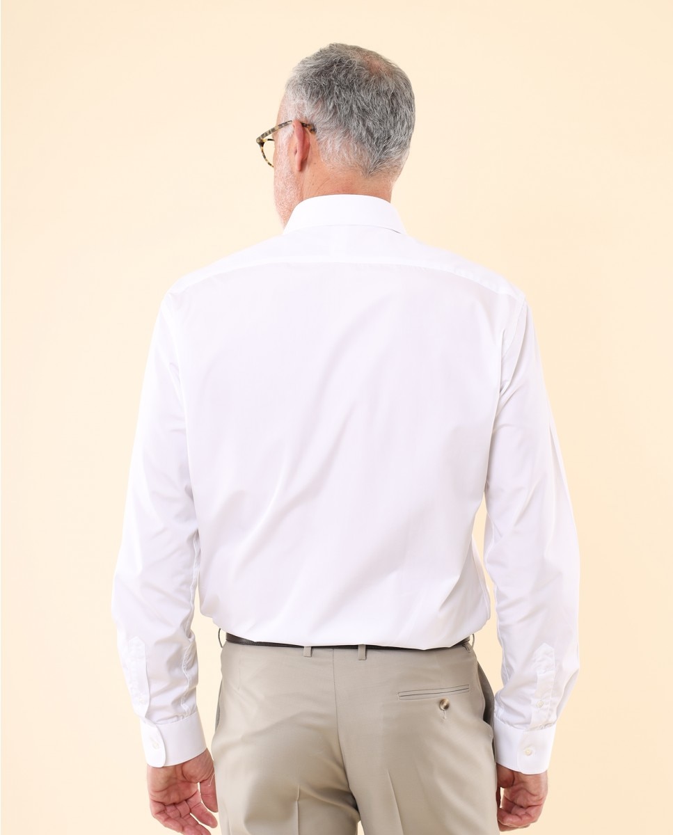 Camisa algodón de hombre soft slim liso en - Wickett Jones - Blanco Blanco-2
