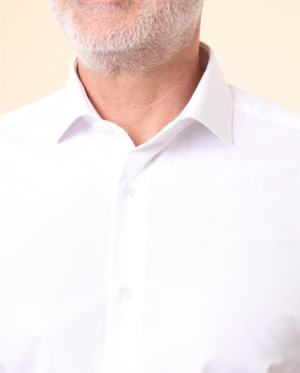 Camisa algodón de hombre soft slim liso en - Wickett Jones - Blanco Blanco-3