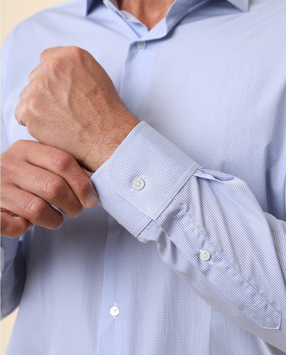 Camisa algodón de hombre soft slim con pelotas en - Wickett Jones - Azul claro Azul claro-4