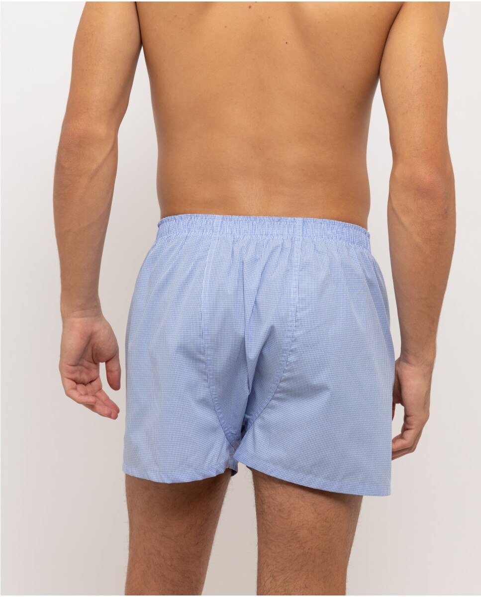 Bóxer de tela de hombre 100% algodón en - Wickett Jones - Azul claro Azul claro-2