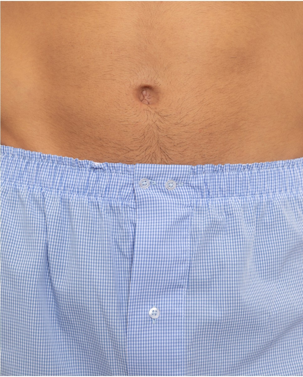 Bóxer de tela de hombre 100% algodón en - Wickett Jones - Azul claro Azul claro-3