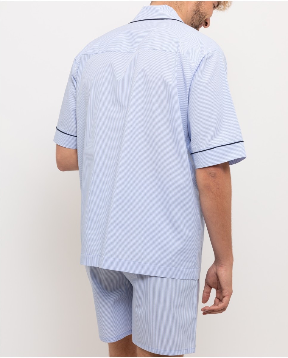 Pijama corto de hombre de tela en - Wickett Jones - Azul claro Azul claro-2