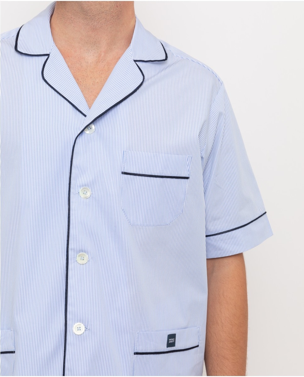 Pijama corto de hombre de tela en - Wickett Jones - Azul claro Azul claro-4
