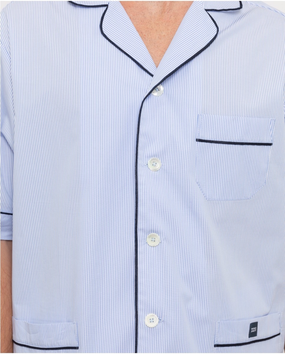 Pijama corto de hombre de tela en - Wickett Jones - Azul claro Azul claro-5