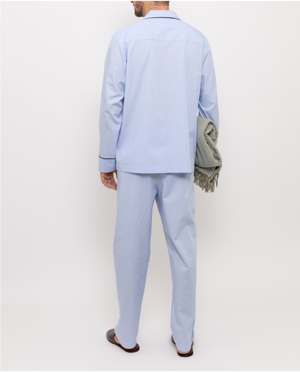 Pijama largo de hombre de tela en - Wickett Jones - Azul claro Azul claro-2