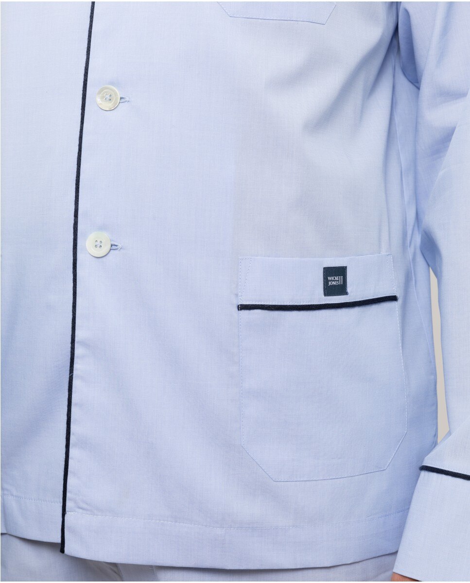 Pijama largo de hombre de tela en - Wickett Jones - Azul claro Azul claro-5