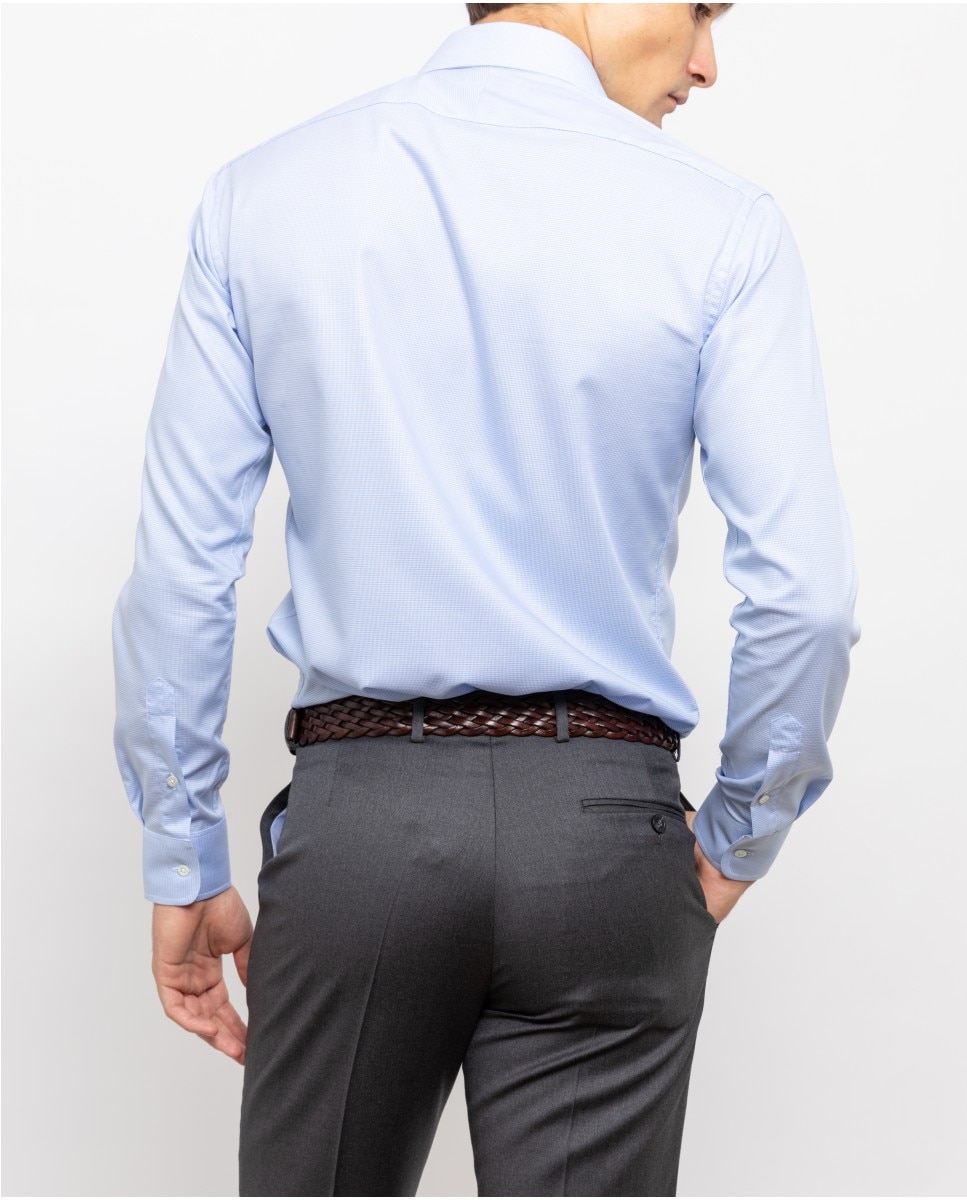 Camisa algodón de hombre soft slim liso en - Wickett Jones - Azul claro Azul claro-2
