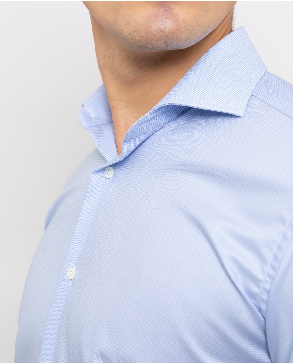 Camisa algodón de hombre soft slim liso en - Wickett Jones - Azul claro Azul claro-4