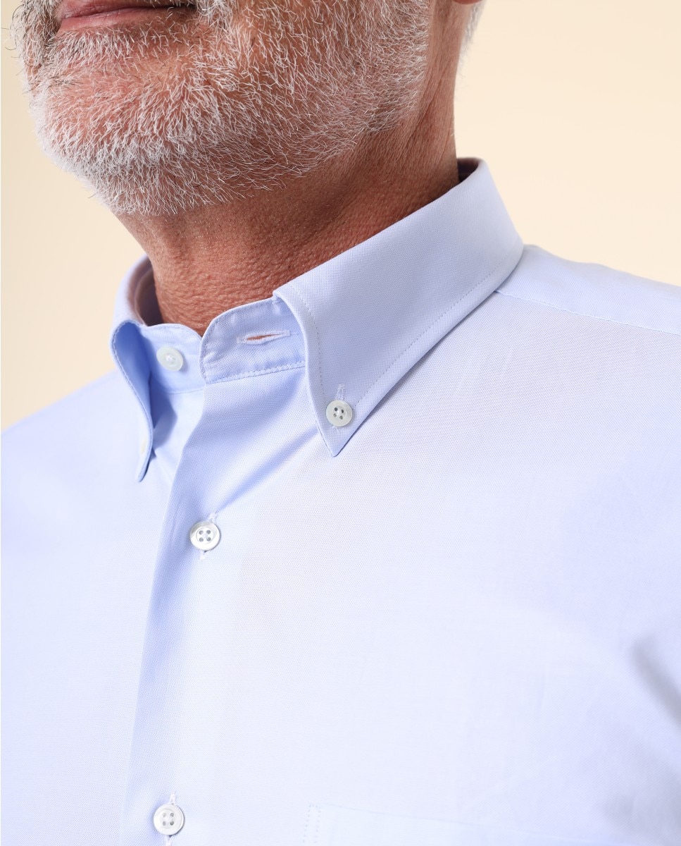 Camisa algodón de hombre soft slim oxford en - Wickett Jones - Azul claro Azul claro-3