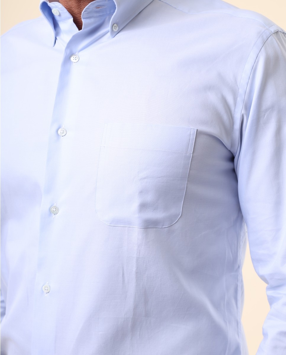 Camisa algodón de hombre soft slim oxford en - Wickett Jones - Azul claro Azul claro-5
