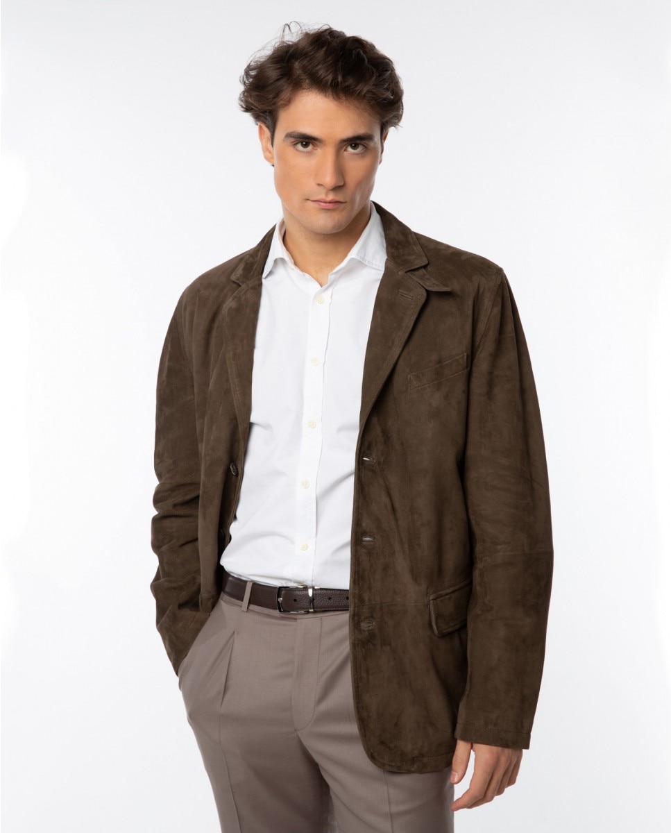 Chaqueta de hombre 100% piel en - Wickett Jones - Marrón oscuro Marrón oscuro-3