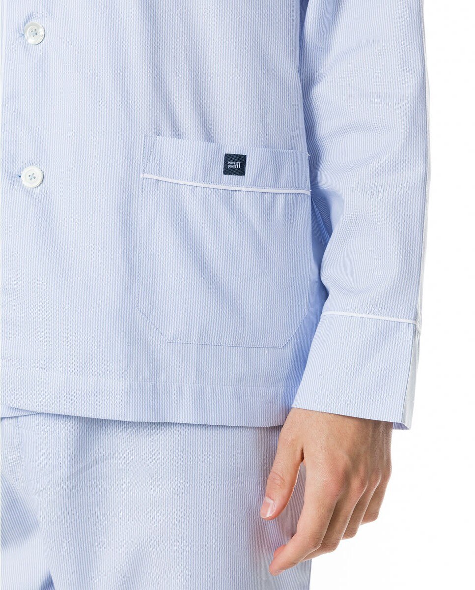 Pijama largo de hombre de tela en - Wickett Jones - Azul claro Azul claro-3
