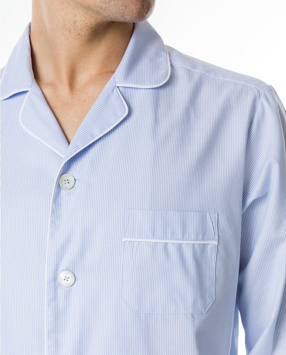Pijama largo de hombre de tela en - Wickett Jones - Azul claro Azul claro-4