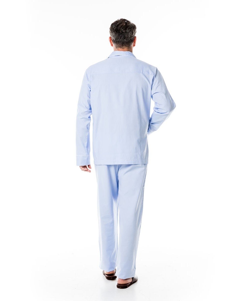 Pijama largo de hombre de tela en - Wickett Jones - Azul claro Azul claro-2