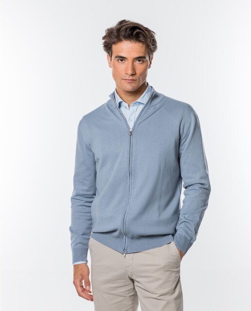Imagen 0 de Chaqueta de punto de hombre 100% algodón en gris claro