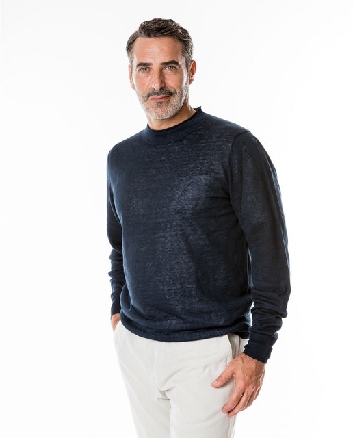 Imagen 0 de Jersey de hombre en azul oscuro con cuello redondo