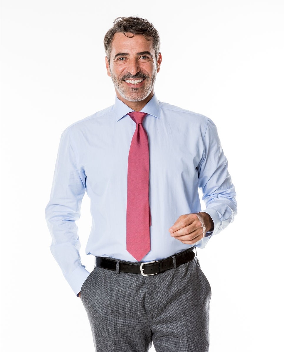 Camisa algodón de hombre soft slim fil a fil en - Azul claro Azul claro-1