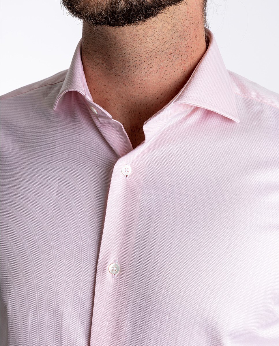 Camisa algodón de hombre soft slim liso en claro - Wickett Jones - Rosa Rosa-4