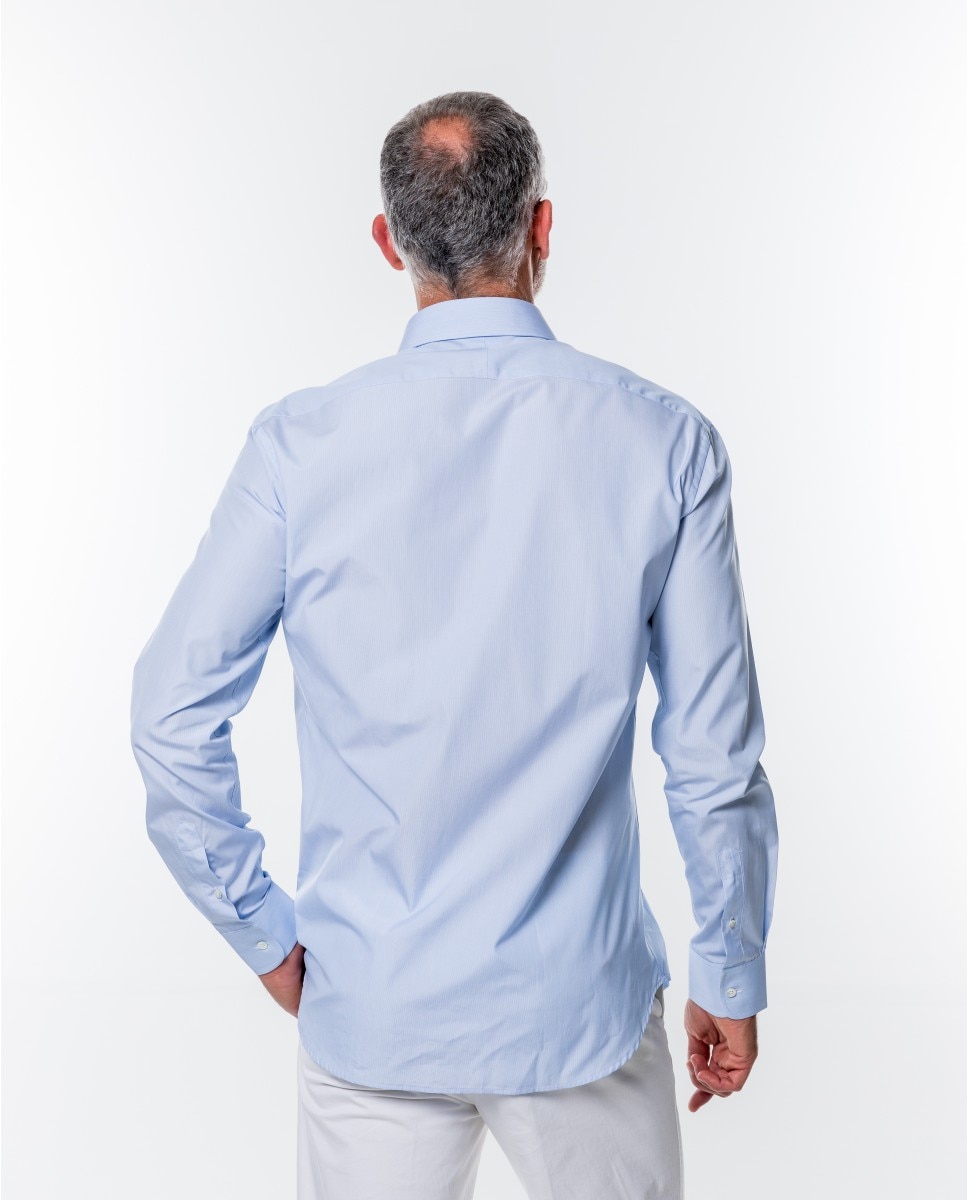 Camisa algodón de hombre soft slim con rayas en - Wickett Jones - Azul claro Azul claro-2