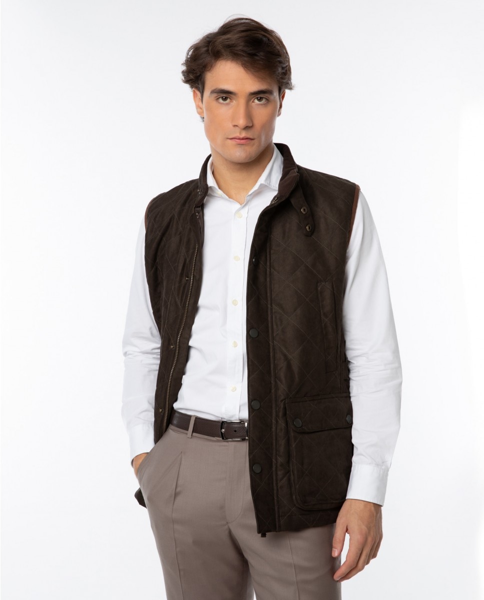 Chaleco de hombre 100% poliéster en - Wickett Jones - Verde oscuro Verde oscuro-1