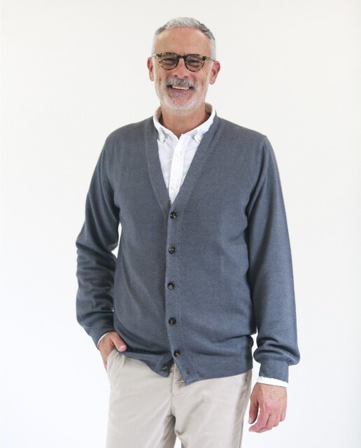 Imagen 0 de Chaqueta de punto de hombre 100% lana fina merino en gris