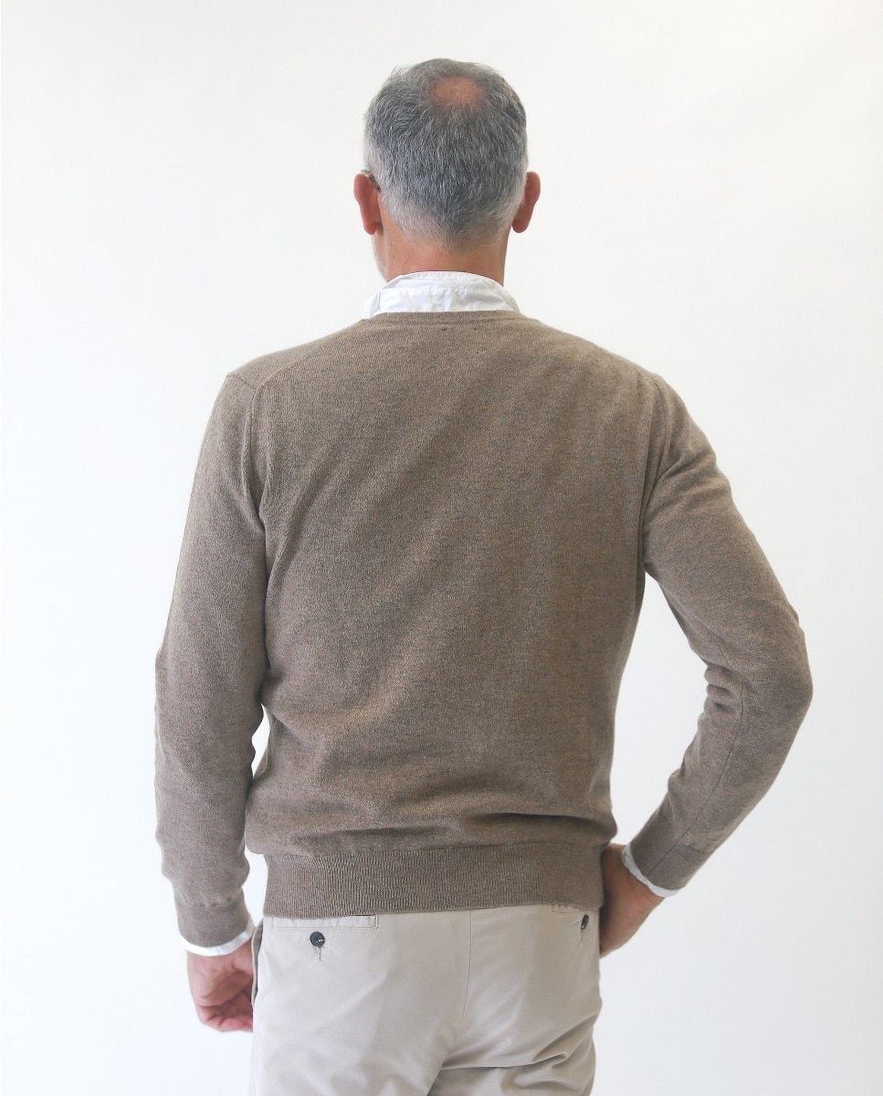 Jersey de hombre 100% cashmere en - Wickett Jones - Marrón claro Marrón claro-2