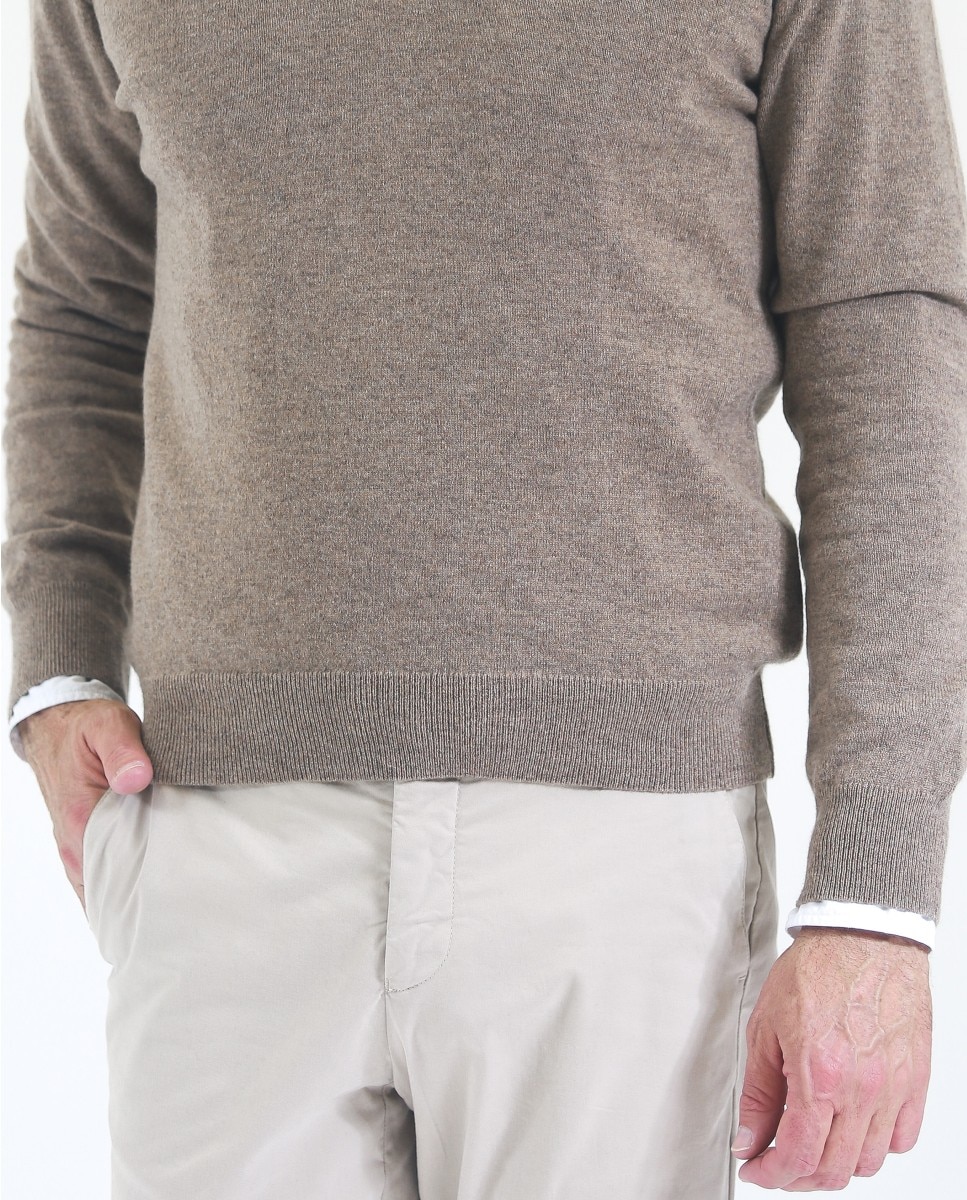 Jersey de hombre 100% cashmere en - Wickett Jones - Marrón claro Marrón claro-4