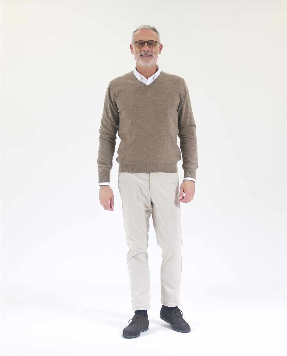 Jersey de hombre 100% cashmere en - Wickett Jones - Marrón claro Marrón claro-5