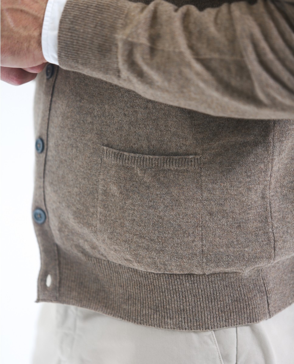 Chaqueta de punto de hombre 100% cashmere en - Wickett Jones - Marrón claro Marrón claro-3