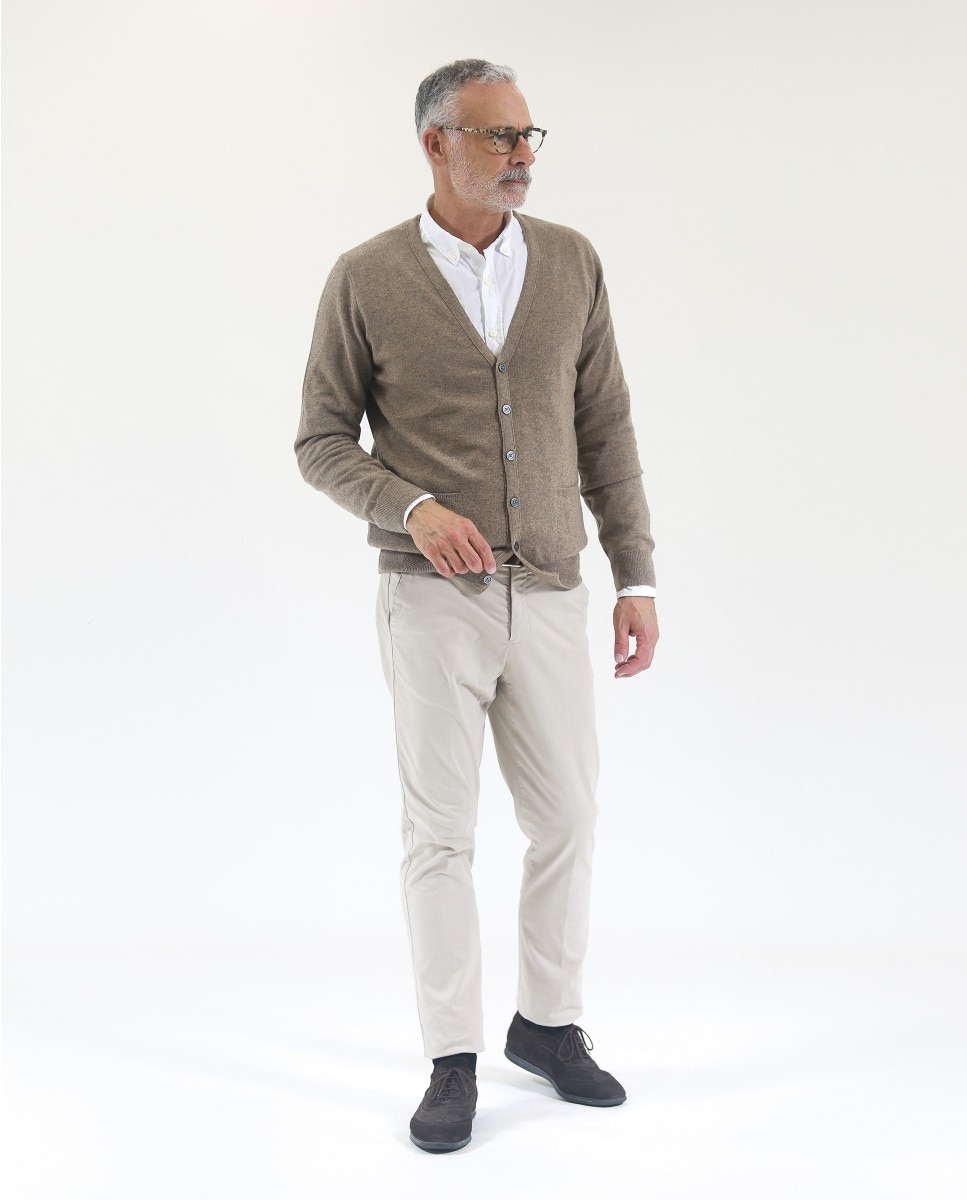 Chaqueta de punto de hombre 100% cashmere en - Wickett Jones - Marrón claro Marrón claro-5