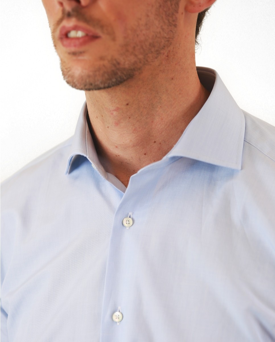 Camisa algodón de hombre soft slim fil a fil en - Wickett Jones - Azul claro Azul claro-2