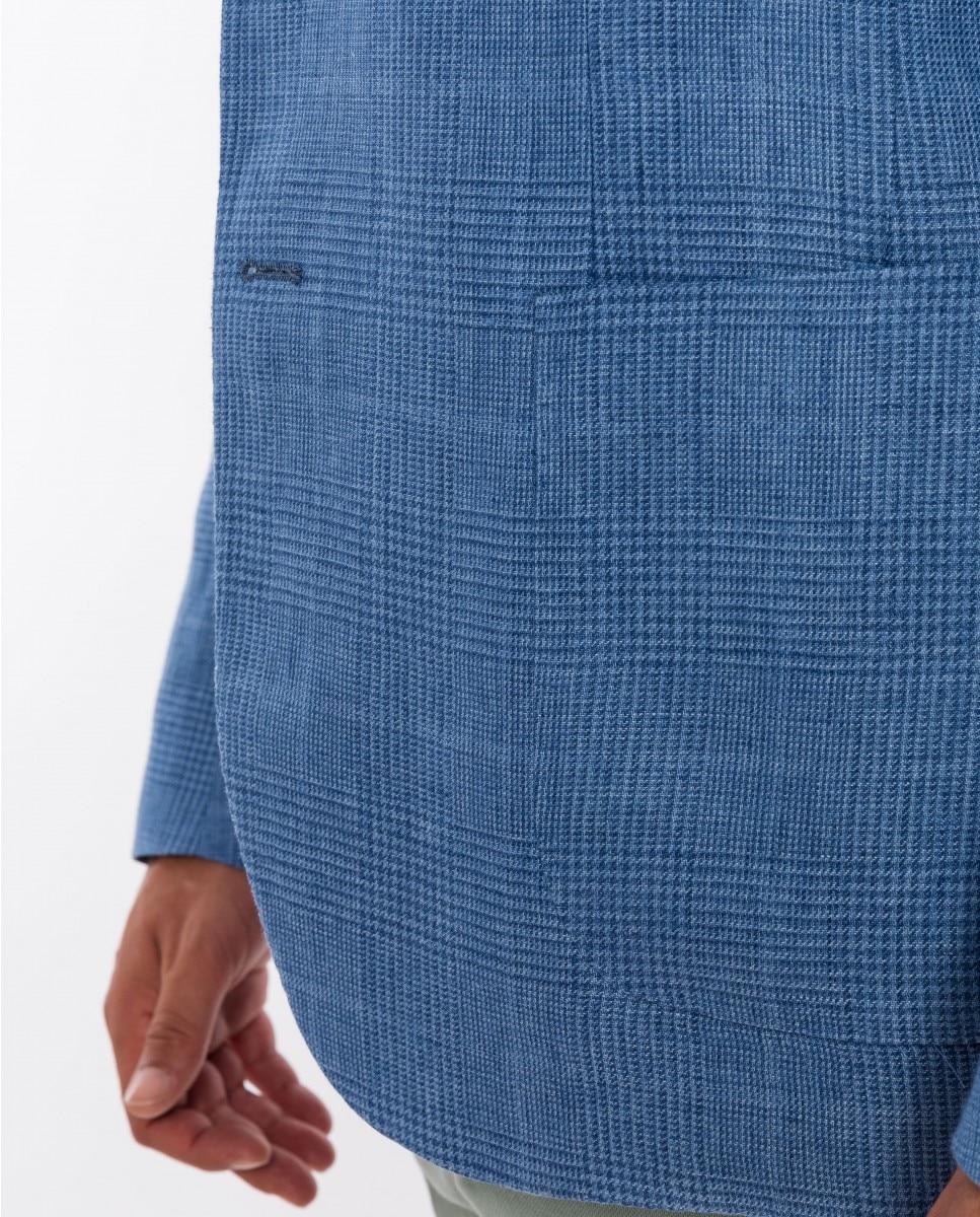 Blazer Soft Slim Príncipe de Gales em Azul Azul-claro-6