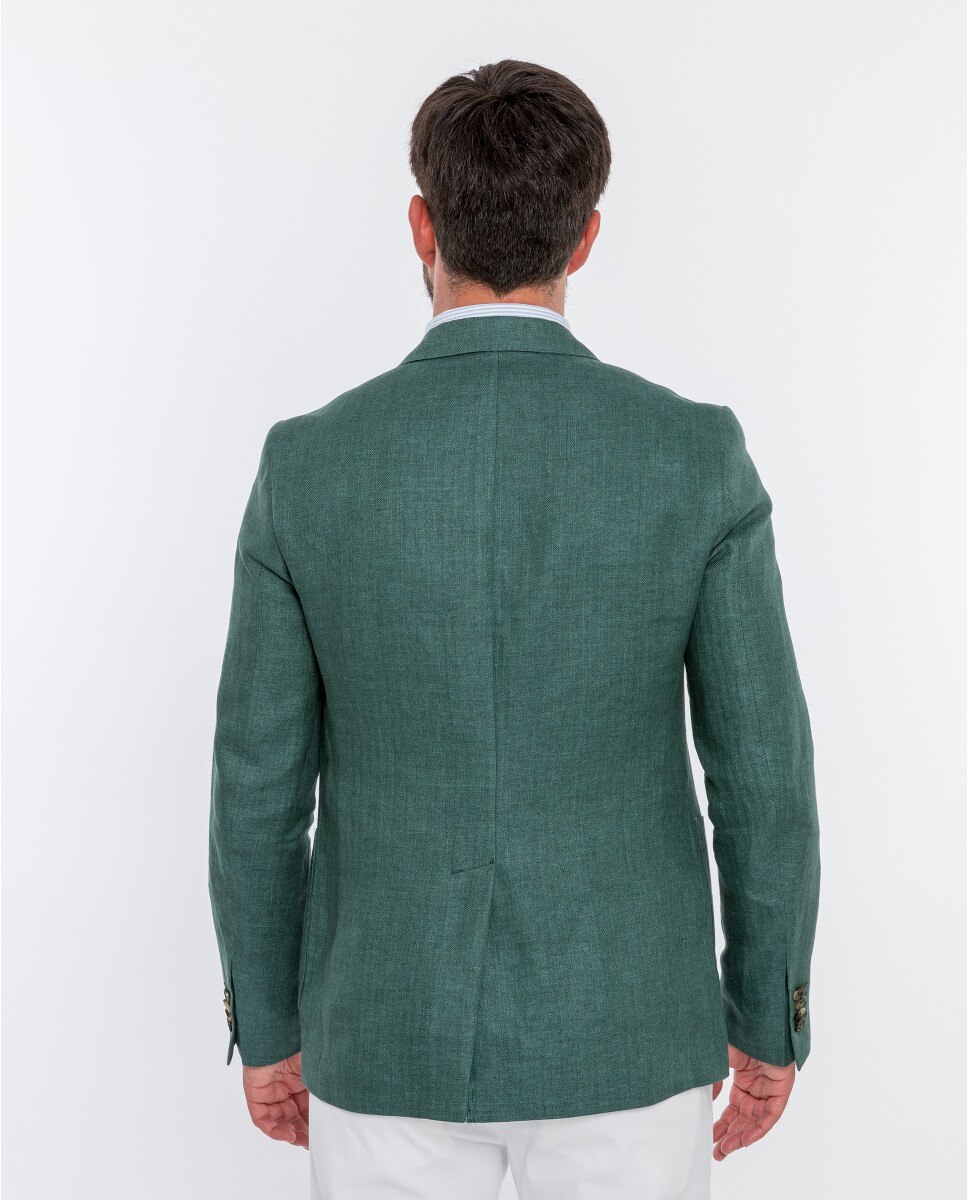 Blazer Soft Slim em Espiga em Verde Oliva Verde Azeitona-2
