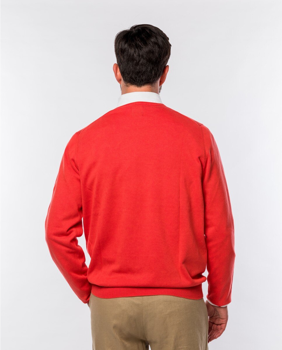 Imagen 2 de Jersey de hombre 100% algodón en rojo con cuello redondo - Wickett Jones - Rojo Rojo