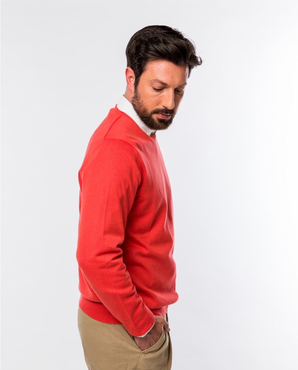 Imagen 4 de Jersey de hombre 100% algodón en rojo con cuello redondo - Wickett Jones - Rojo Rojo