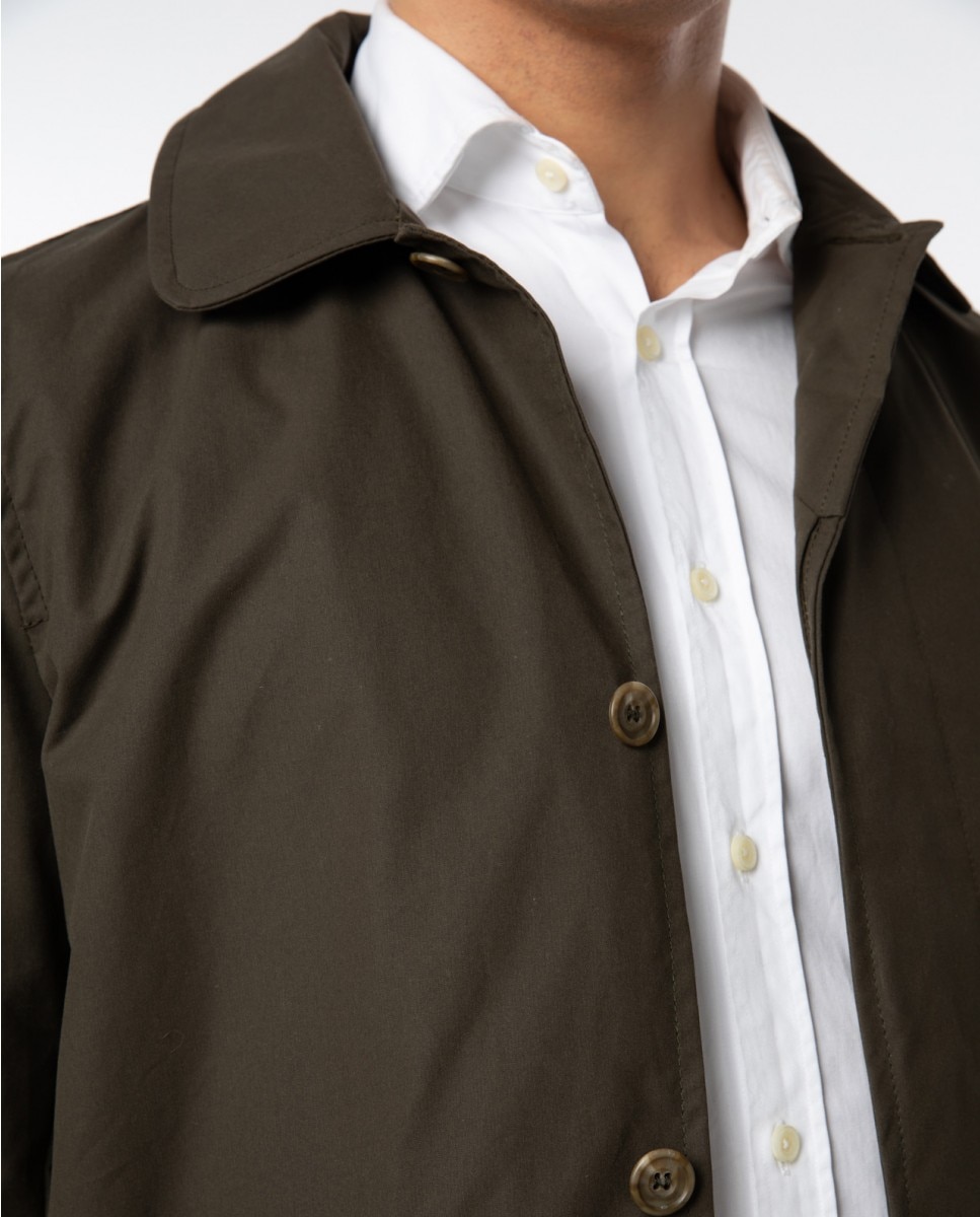 Gabardina de hombre 100% algodón en - Wickett Jones - Marrón oscuro Marrón oscuro-4