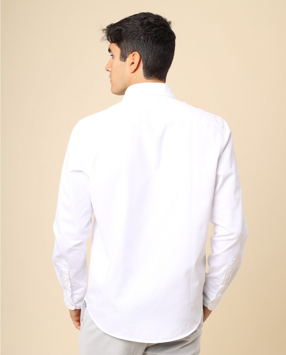 Imagen 2 de Camisa casual algodón de hombre soft slim liso en - Wickett Jones - Blanco Blanco