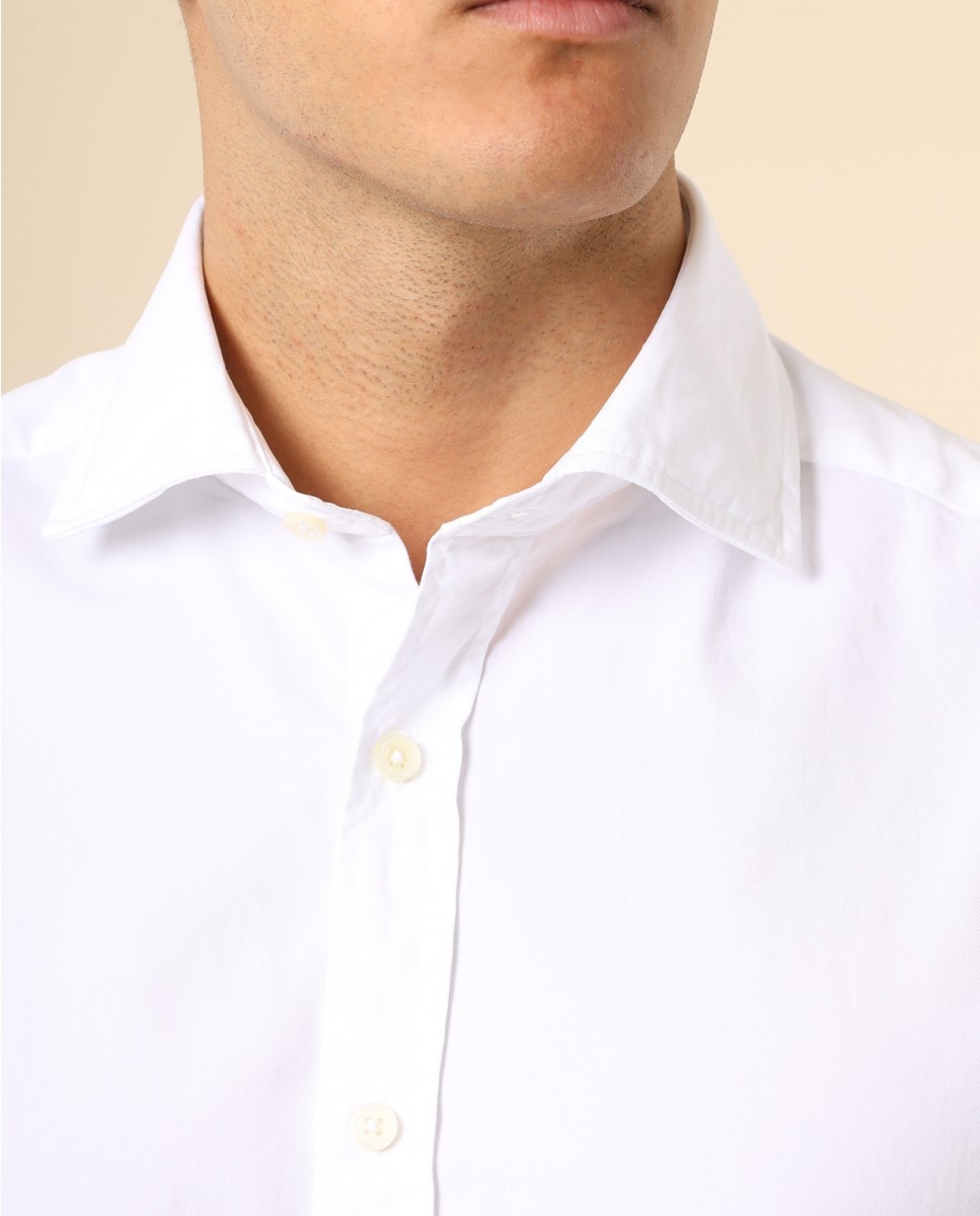 Imagen 3 de Camisa casual algodón de hombre soft slim liso en - Wickett Jones - Blanco Blanco