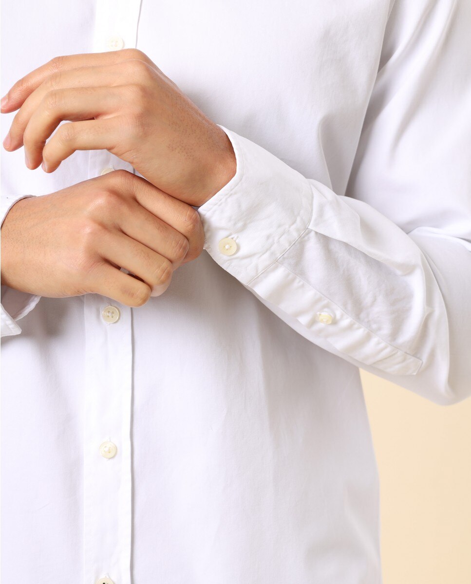 Imagen 4 de Camisa casual algodón de hombre soft slim liso en - Wickett Jones - Blanco Blanco