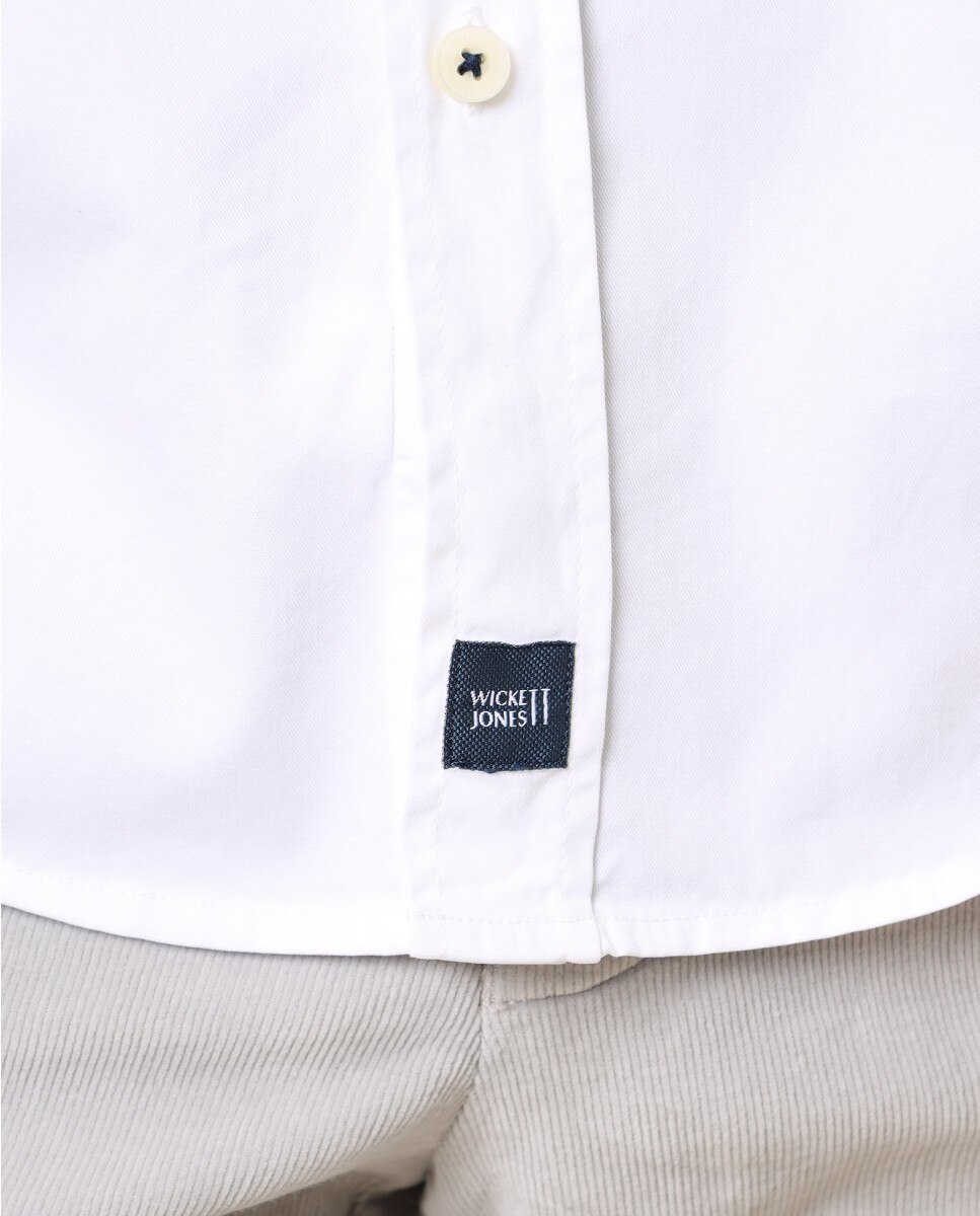 Imagen 5 de Camisa casual algodón de hombre soft slim liso en - Wickett Jones - Blanco Blanco