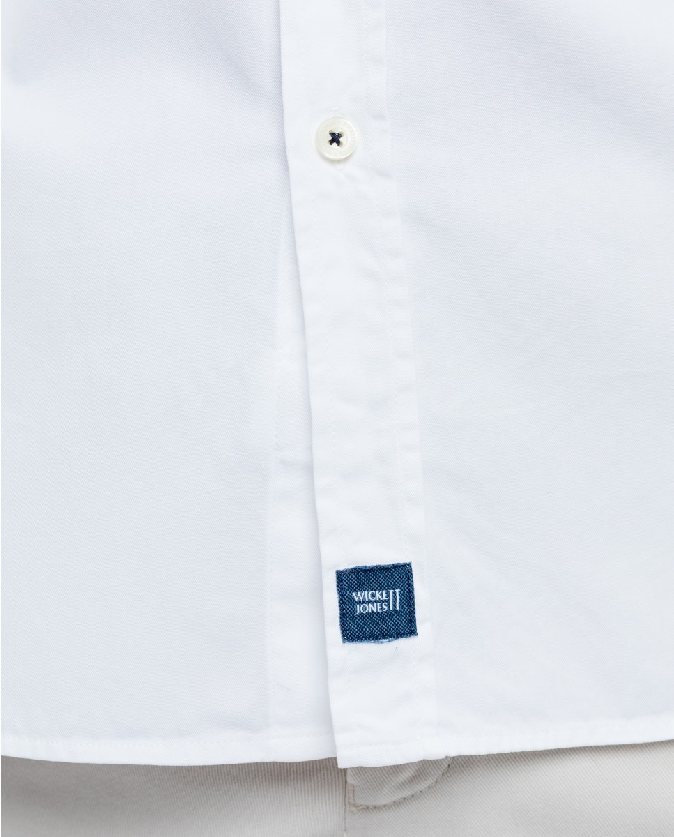 Camisa casual algodón de hombre soft slim liso en - Wickett Jones - Blanco Blanco-6