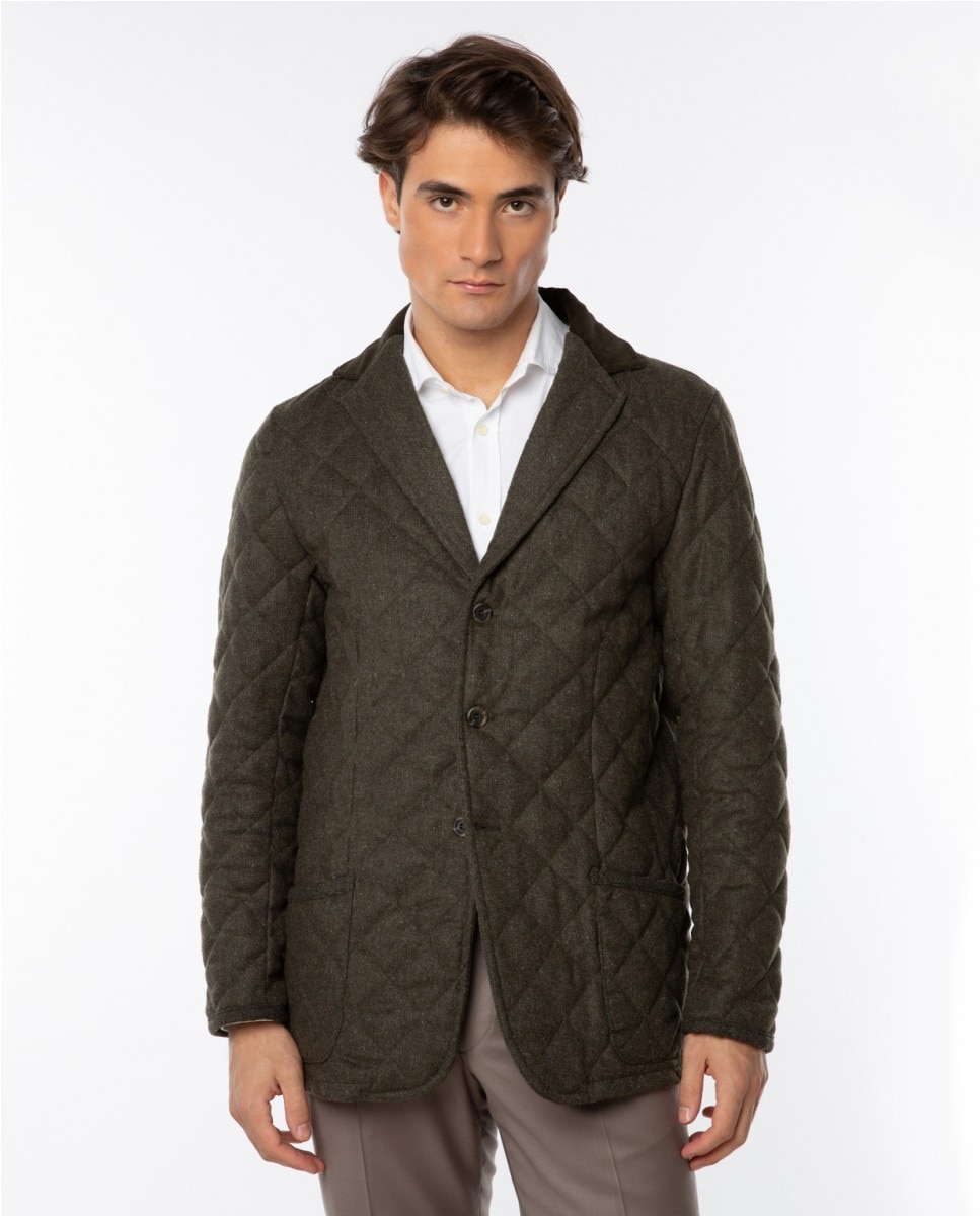 Chaqueta de hombre en oliva oscuro - Wickett Jones - Verde Verde-1