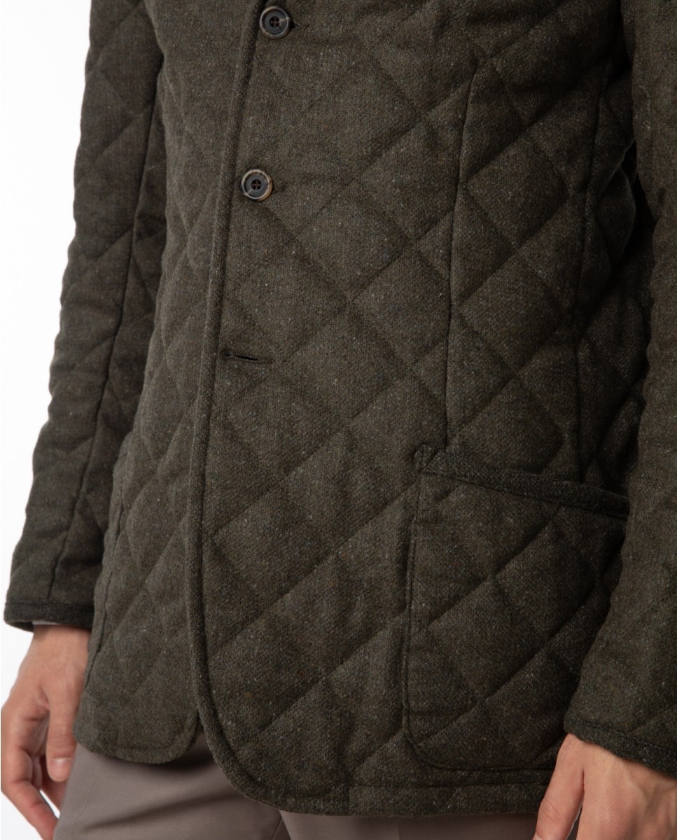 Chaqueta de hombre en oliva oscuro - Wickett Jones - Verde Verde-4
