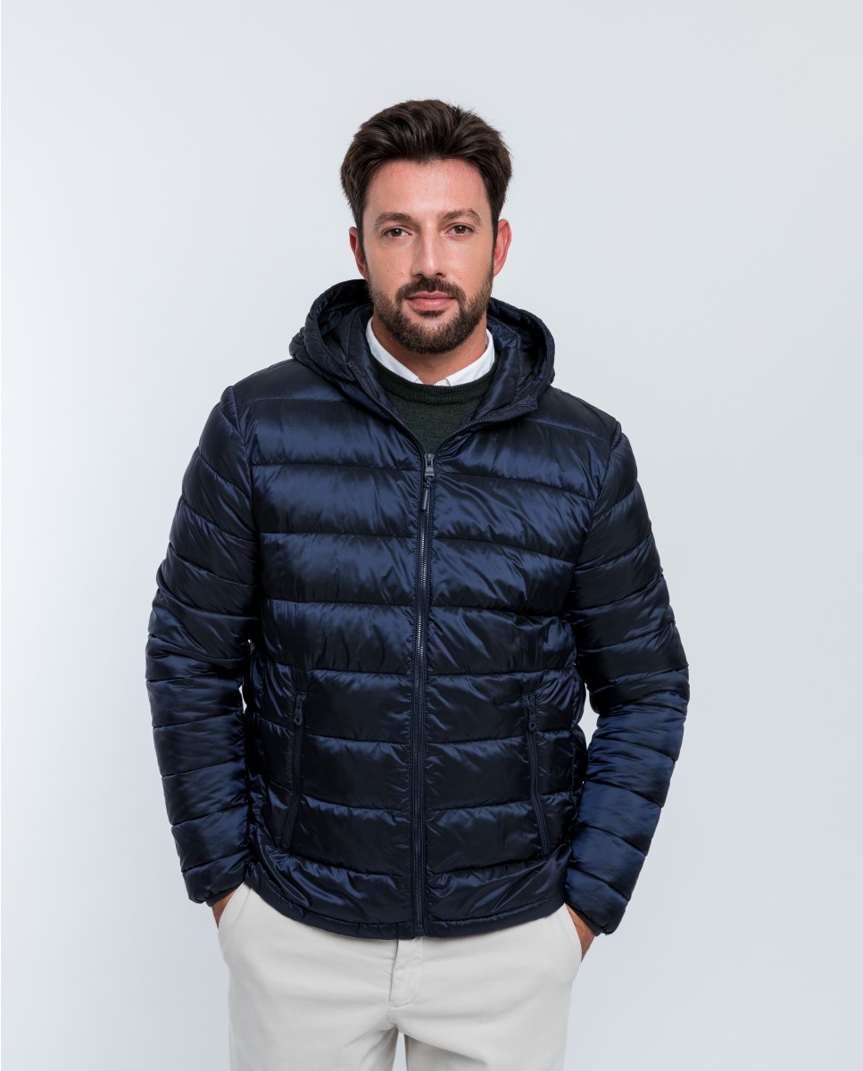 Wickett Jones - Plumífero de hombre 100% nylon en azul oscuro.