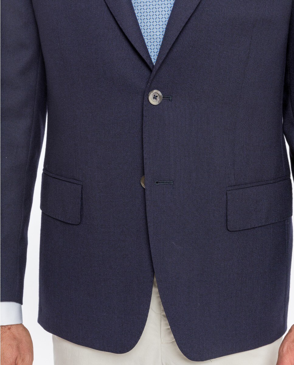 Americana de hombre regular micro dibujo en azul oscuro - Wickett Jones - Azul marino Azul marino-6