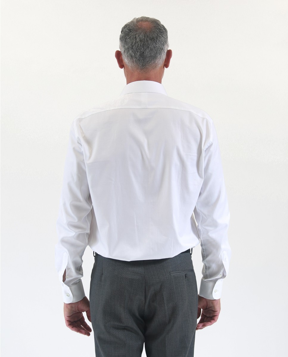 Camisa algodón de hombre soft slim liso en - Wickett Jones - Blanco Blanco-2