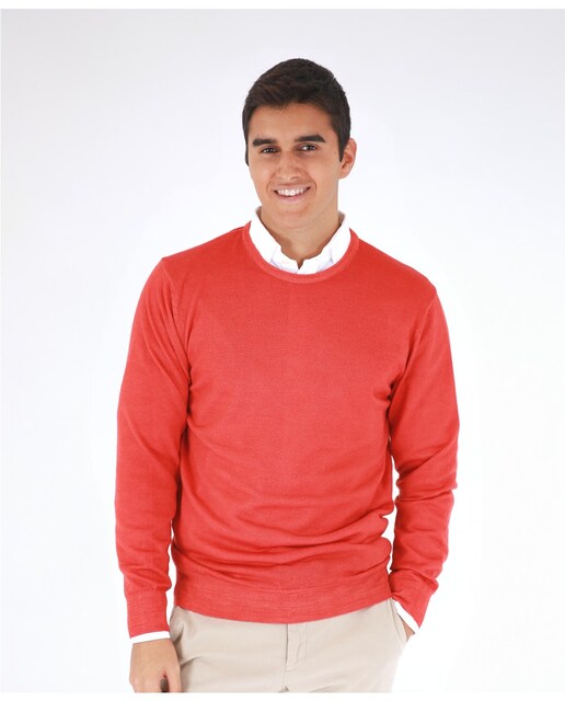 Imagen 0 de Jersey de hombre 100% lana fina merino en naranja oscuro